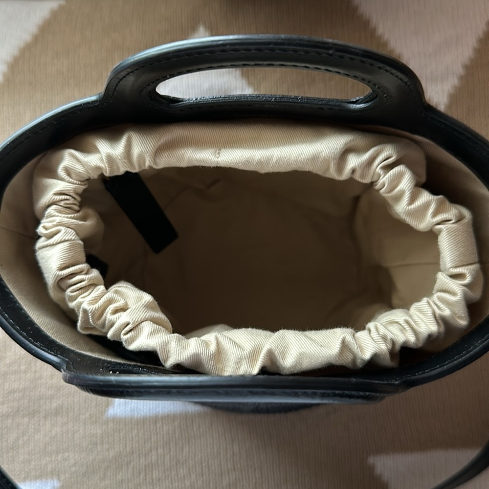 Marni Tropicalia Small Bucket Bag in black leather and raffia-effect fabric - Picture 7 of 11